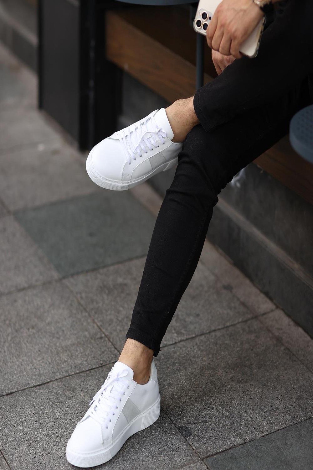 Erkek Deri Bağcıksız Günlük Sneaker — Beyaz · görsel 2