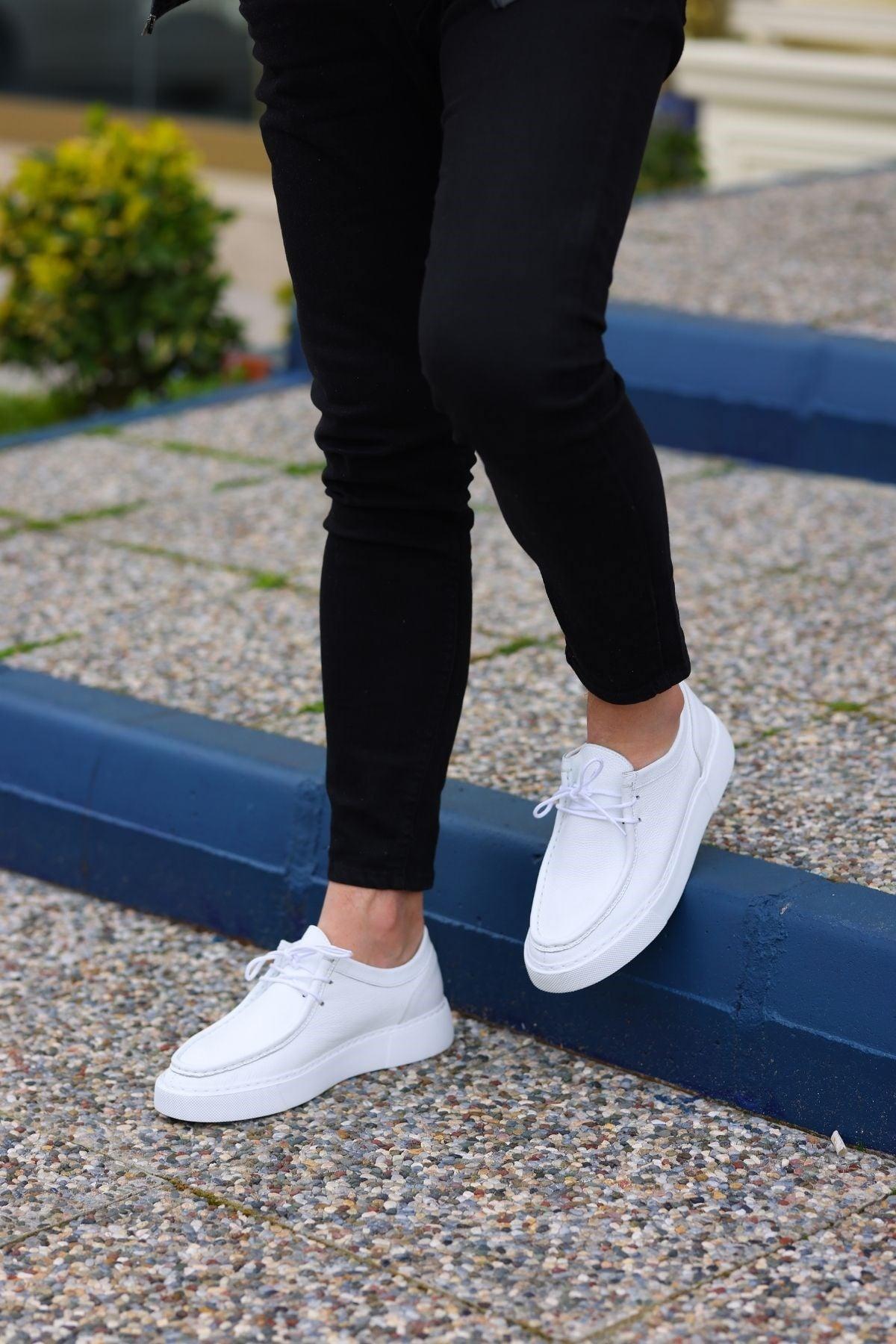 Erkek Deri Bağcıklı Günlük Sneaker — Beyaz · görsel 5