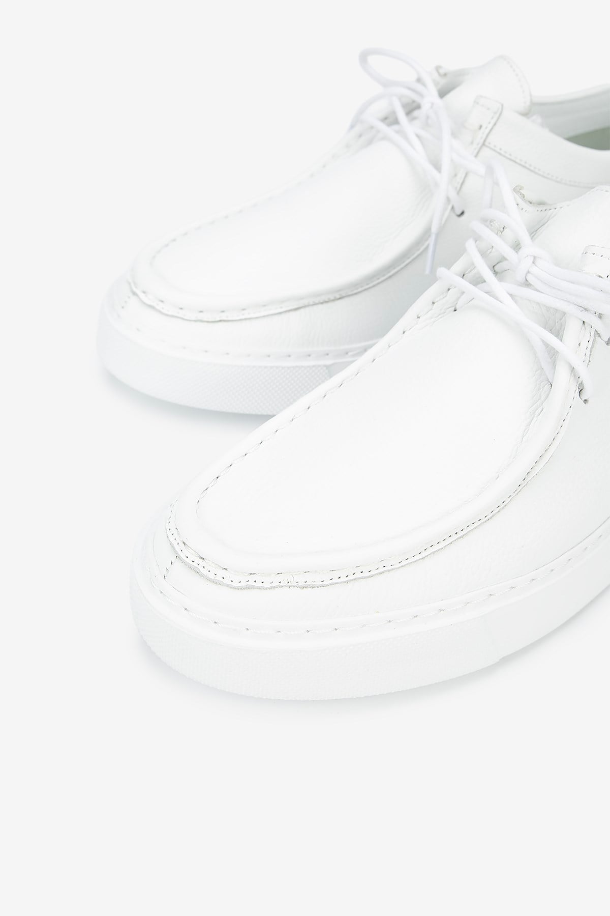 Erkek Deri Bağcıklı Günlük Sneaker — Beyaz · görsel 3