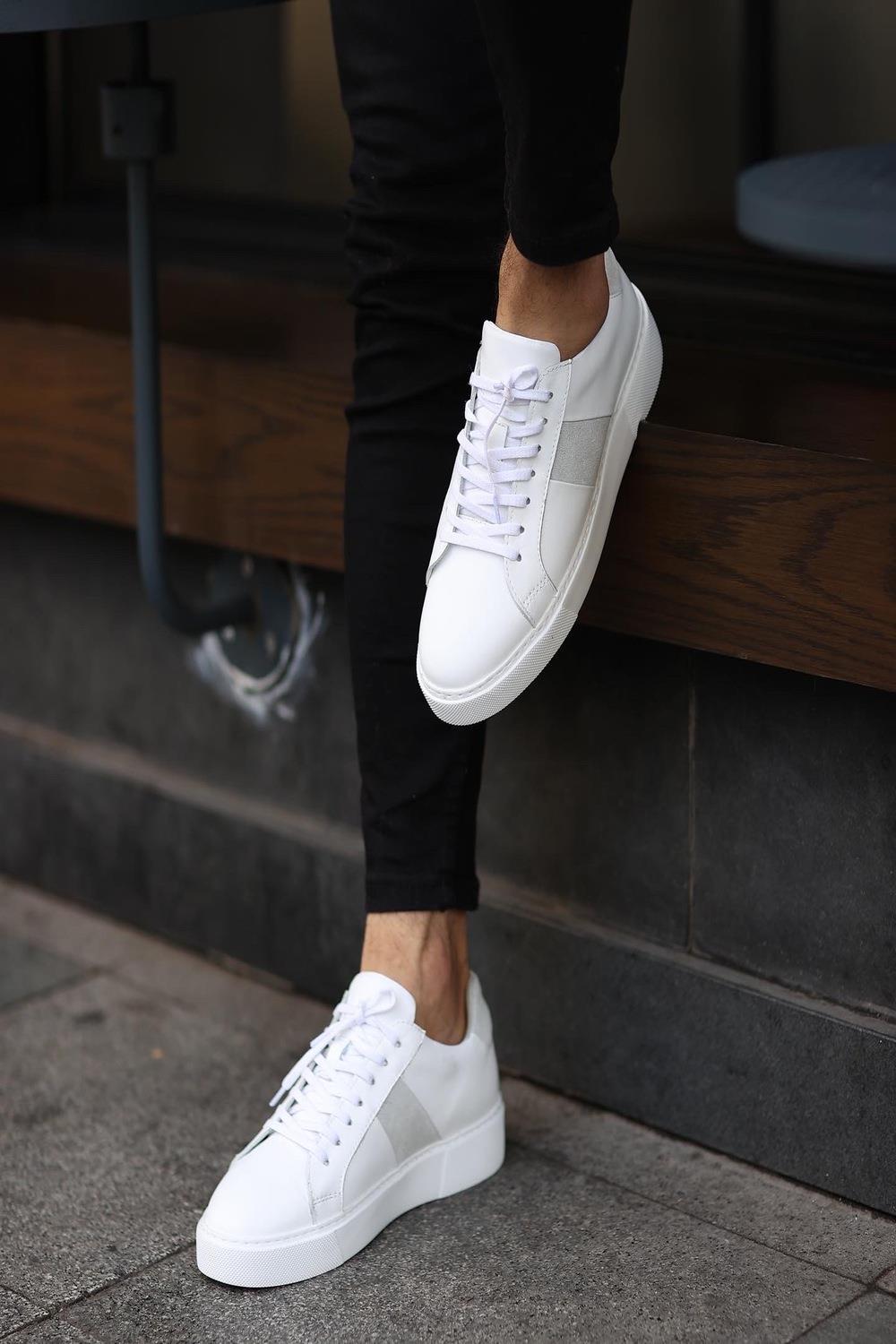 Erkek Deri Bağcıksız Günlük Sneaker — Beyaz · görsel 4