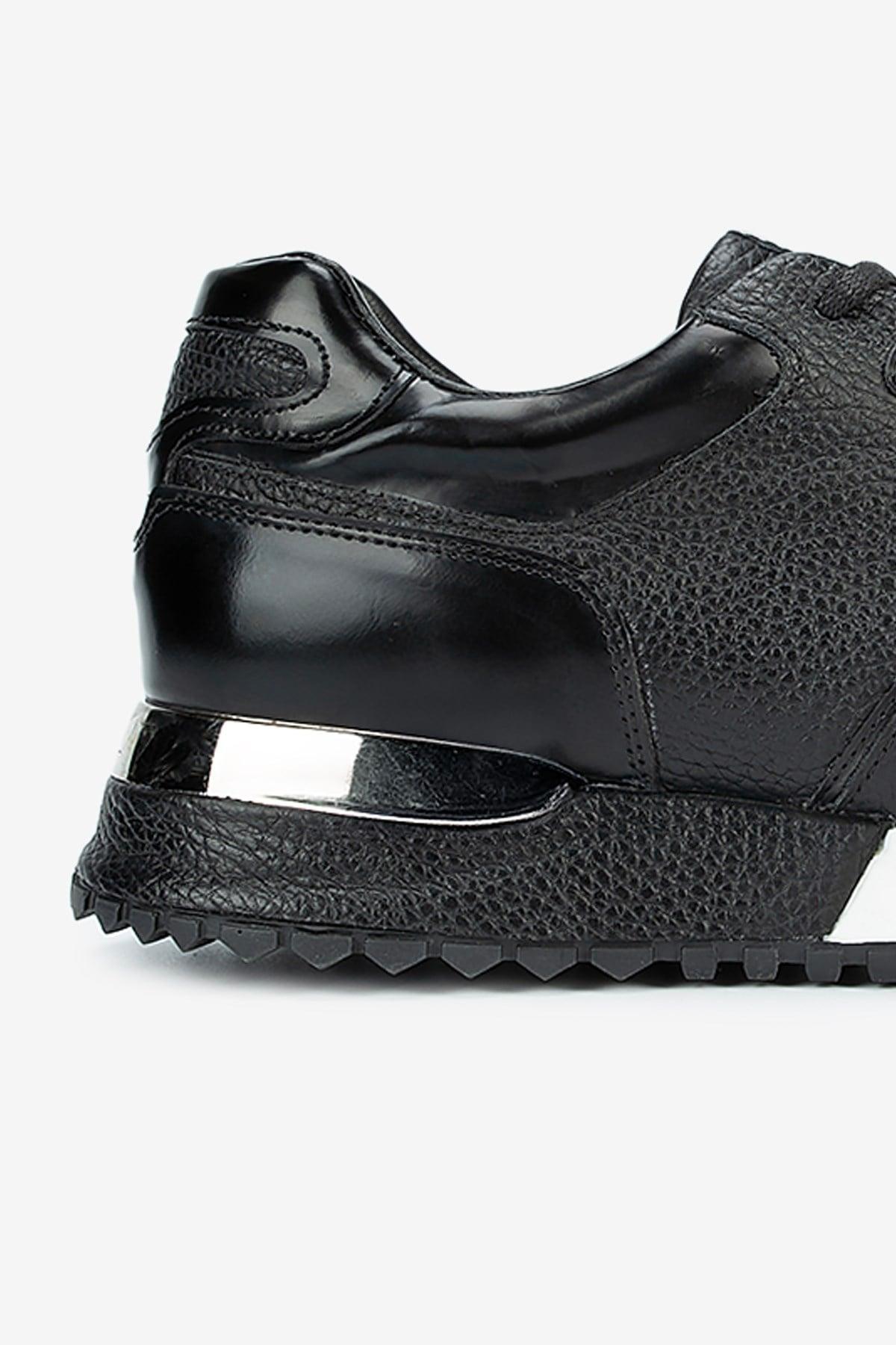 Erkek Açma Deri Bağcıklı Günlük Sneaker — Siyah · görsel 4