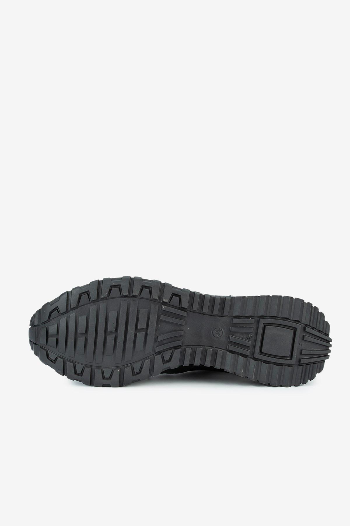 Erkek Açma Deri Bağcıklı Günlük Sneaker — Siyah · görsel 5