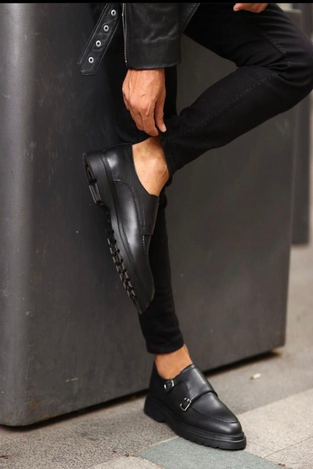 Erkek Deri Eva Tabanlı Tokalı Klasik Loafer — Siyah