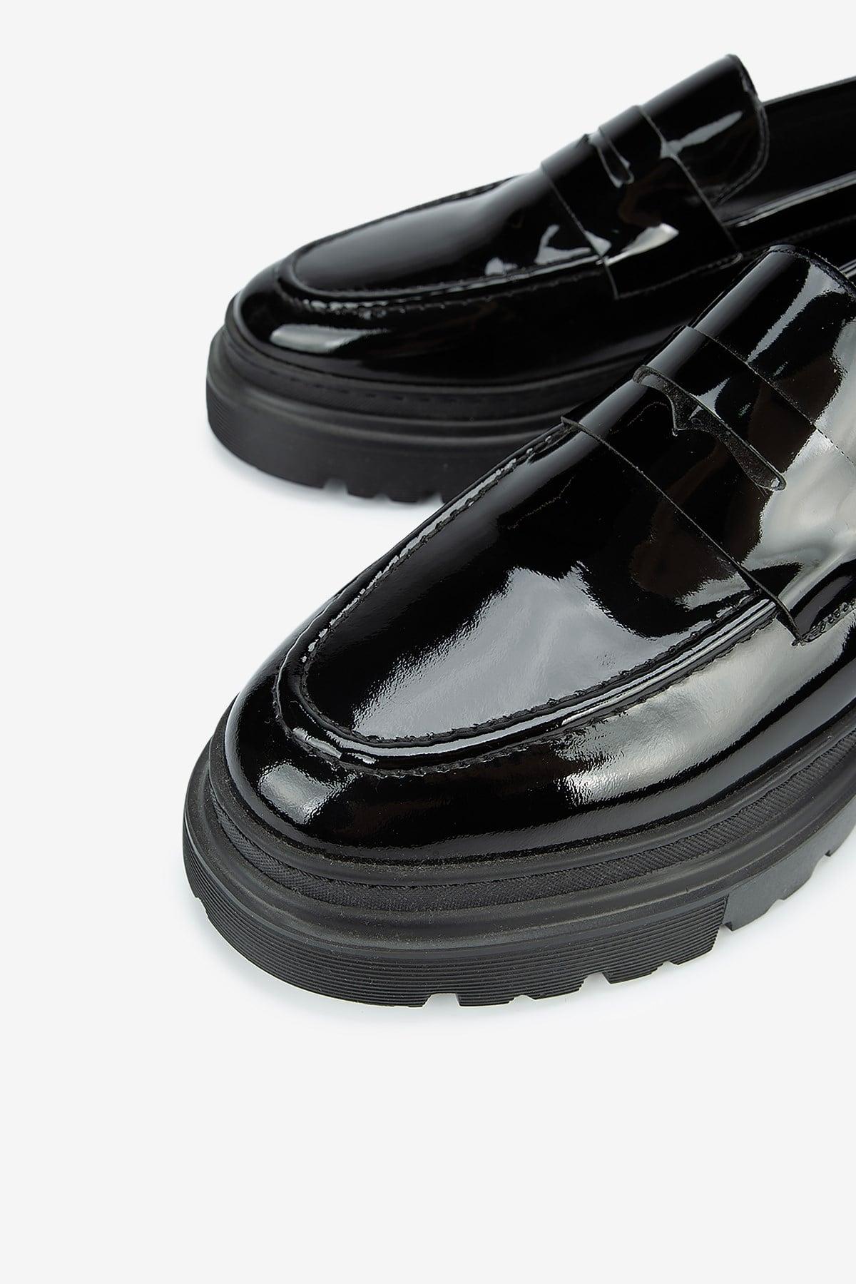 Erkek Rugan Deri Kalın Tabanlı Klasik Loafer — Siyah · görsel 3
