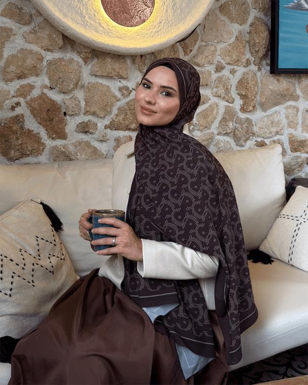 Acı Kahve Select Vual İpek Şal - görsel 4