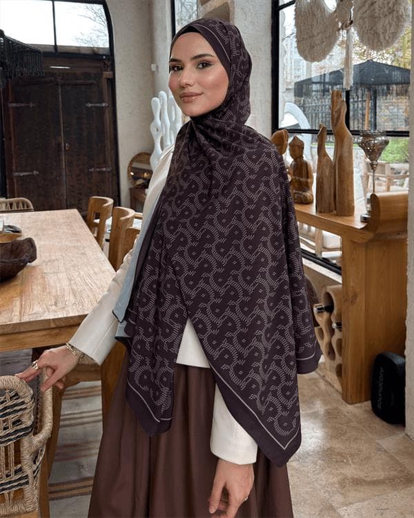 Acı Kahve Select Vual İpek Şal - görsel 3
