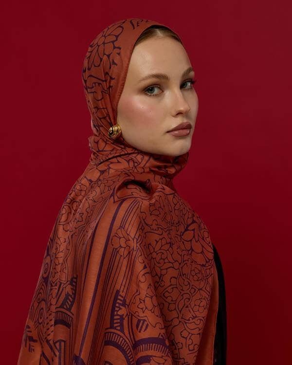 Amber & Patlıcan Harem Rüyası Desen Şal - 28
