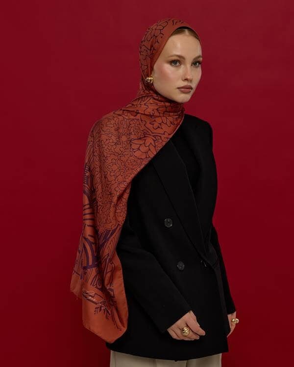 Amber & Patlıcan Harem Rüyası Desen Şal - 28 - görsel 6