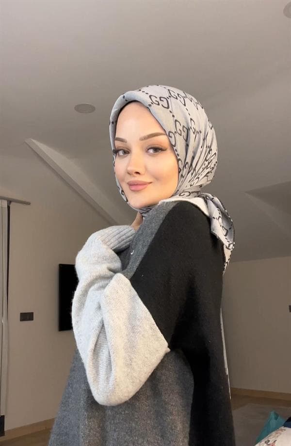 Antrasit G Desen Parlak Jakar Eşarp