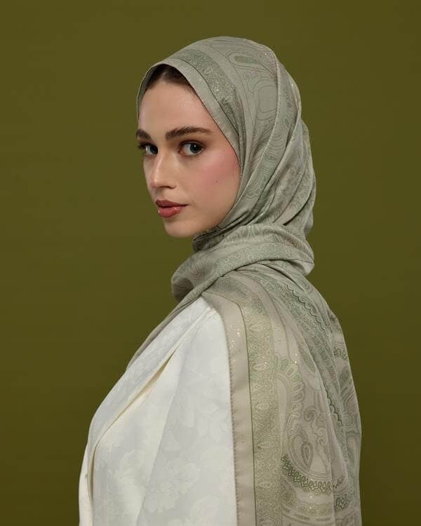 Badem Kremi & Zeytin Yeşili Hürrem Desen Şal - 38