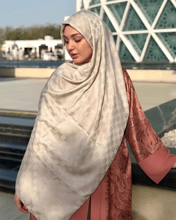 Bej Damier Desen Jakar Şal