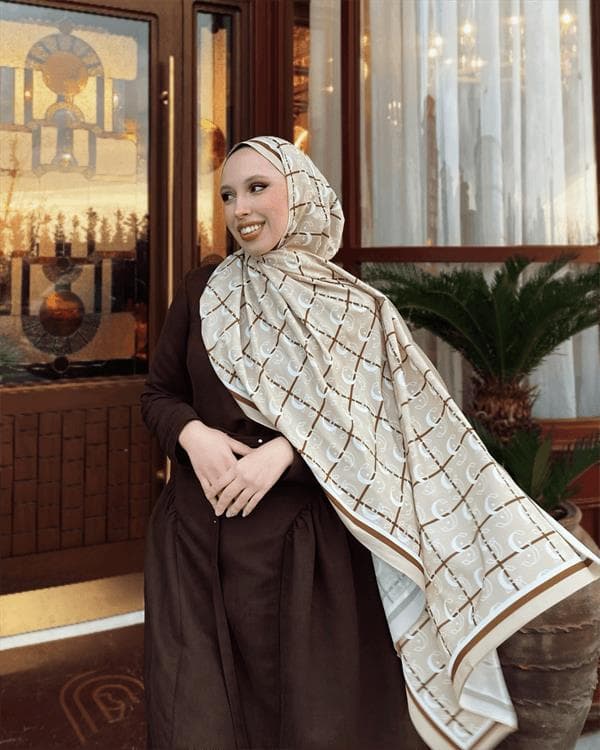 Bej Royal Vual İpek Şal