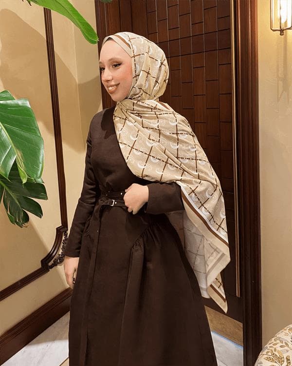 Bej Royal Vual İpek Şal - görsel 3
