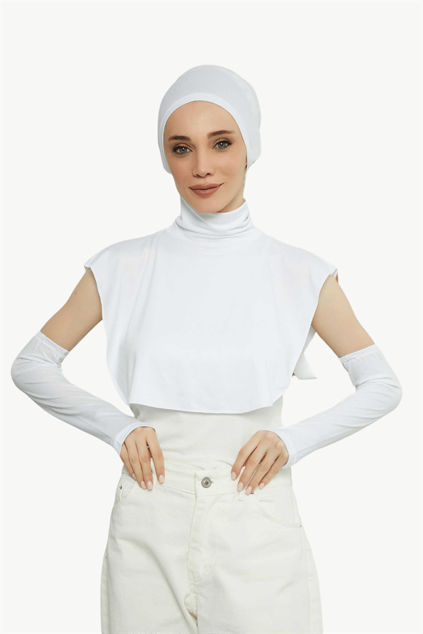 Beyaz 3'Lü Set Bone, Kolluk Ve Boyunluk