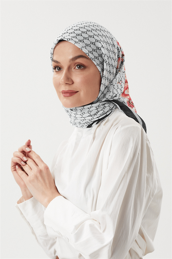 Beyaz - Rose Pamuk Eşarp