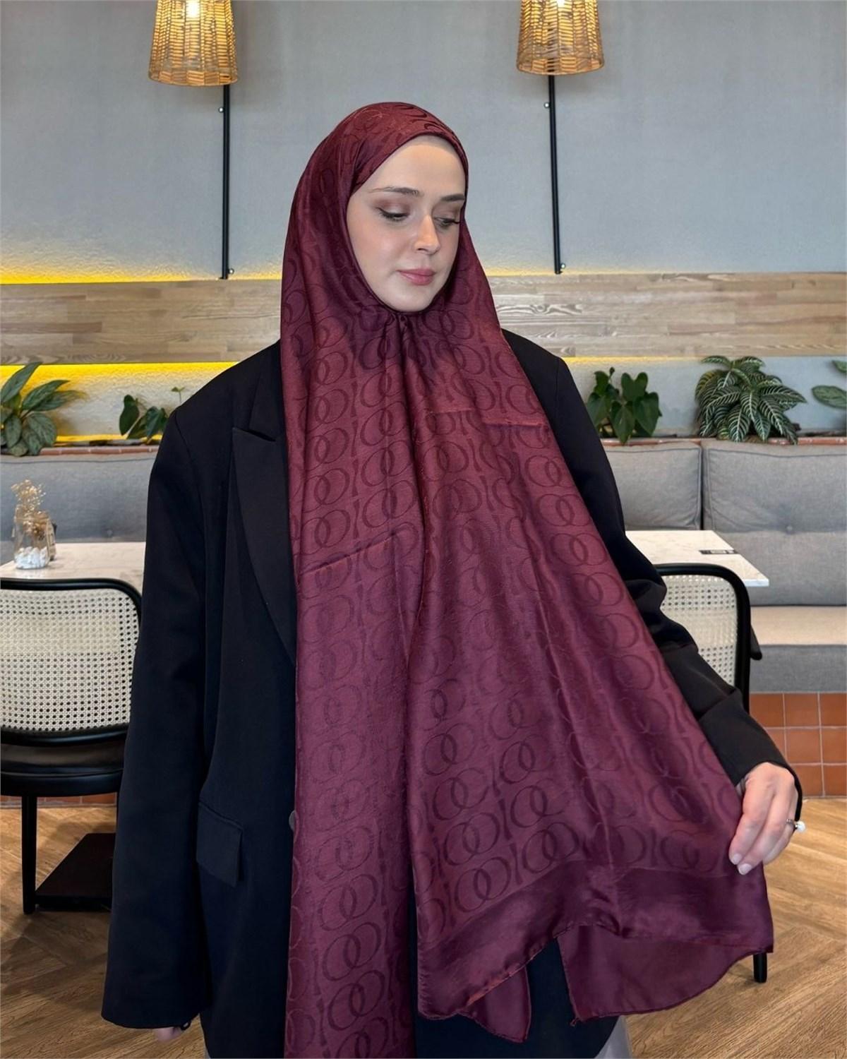 Bordo Imannoor Ester Desen Pamuk Jakar Şal
