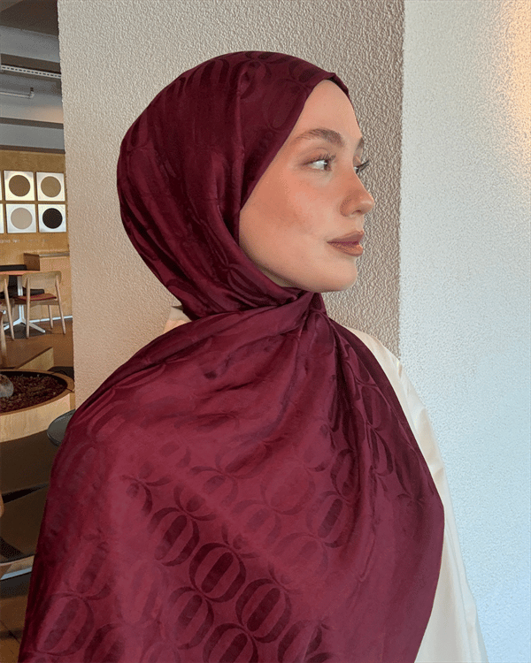 Bordo Nova Desen Jakar Şal