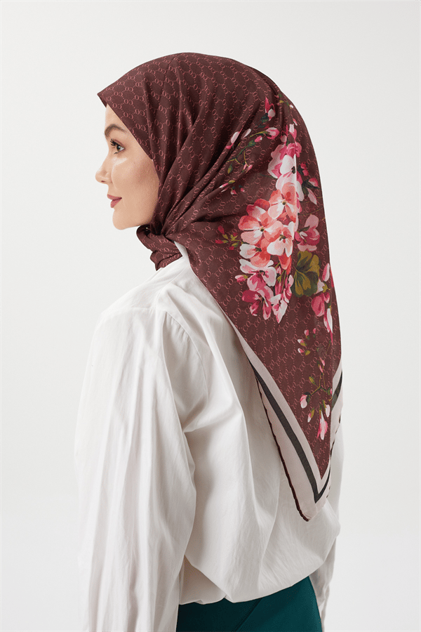 Bordo - Rose Pamuk Eşarp - görsel 4