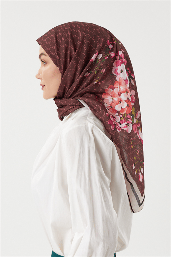 Bordo - Rose Pamuk Eşarp - görsel 3