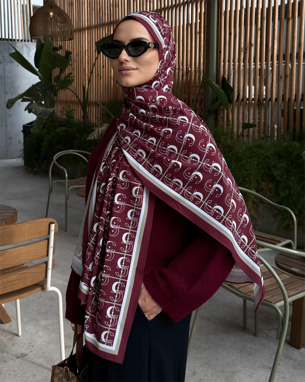 Bordo Royal Vual İpek Şal