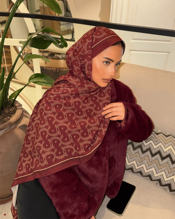 Bordo Select Vual İpek Şal - görsel 3