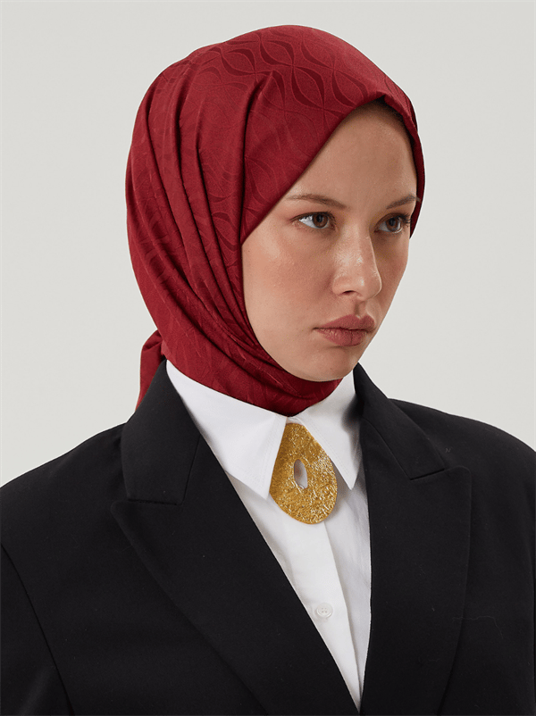 Bordo Shine Desen Jakar Şal