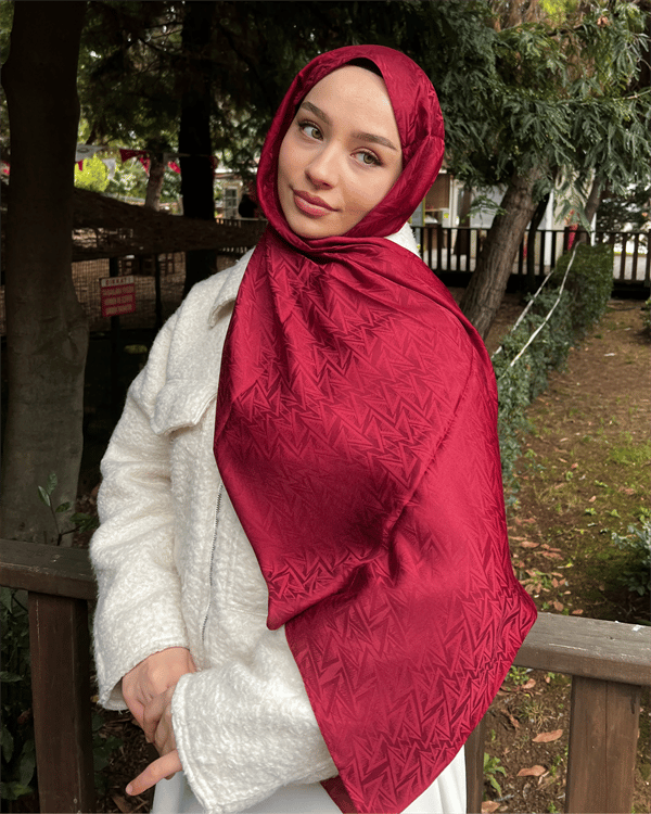 Bordo Triya Desen Jakar Şal