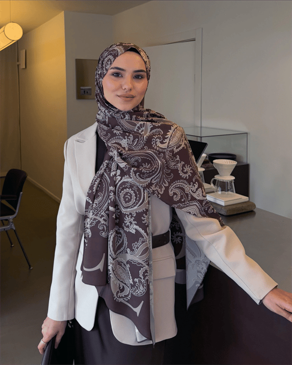 Eslem'in Acı Kahve Deva Desen Pamuk Vual Şal Tercihi - görsel 3