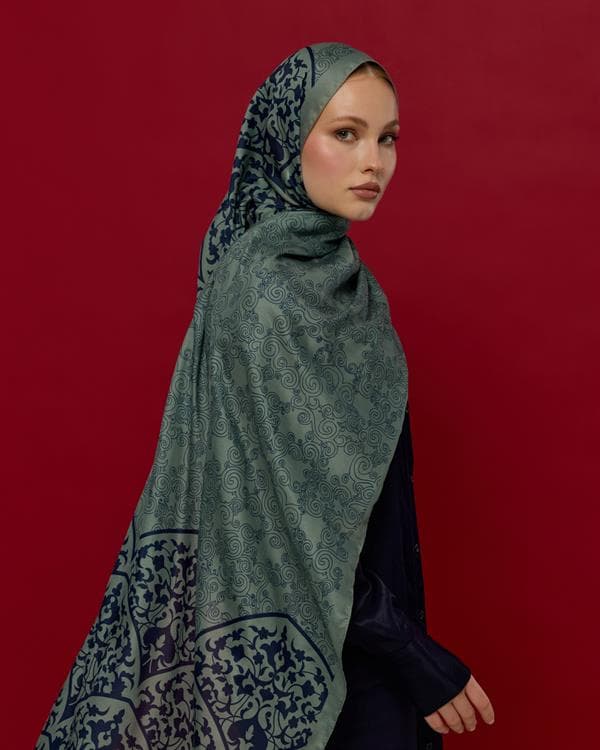 Duman & Lacivert Saraylı Desen Şal - 70 - görsel 4