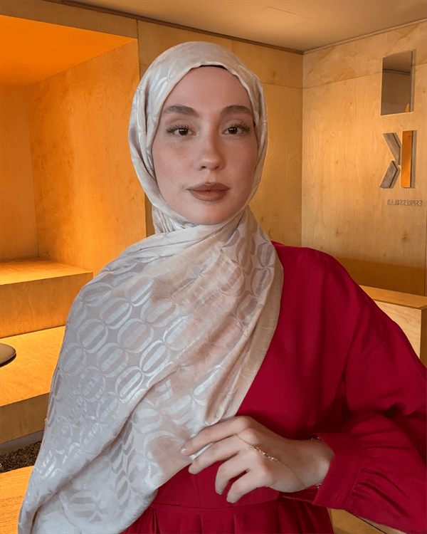 Ekru Nova Desen Jakar Şal