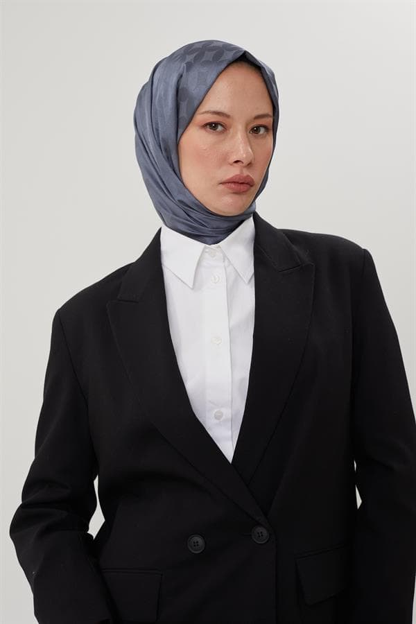 Füme Rise Desen Jakar Şal - görsel 3