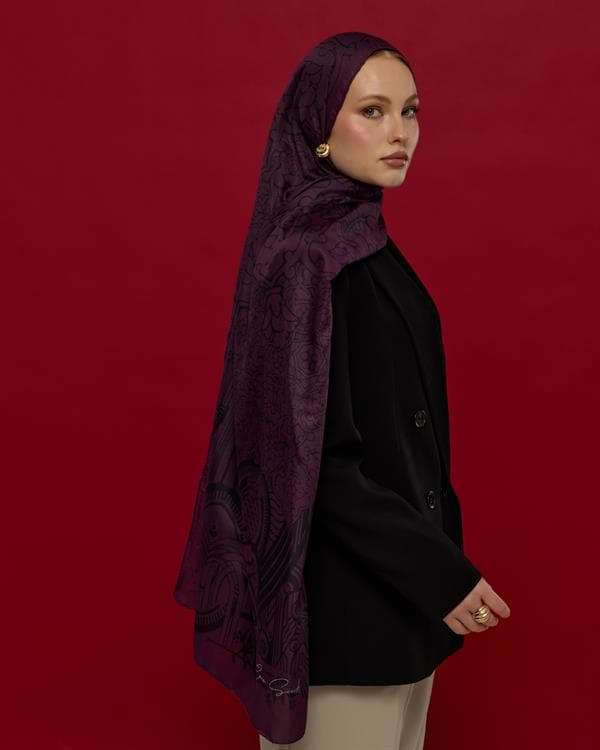 Gece & Mürdüm Harem Rüyası Desen Şal - 76 - görsel 5
