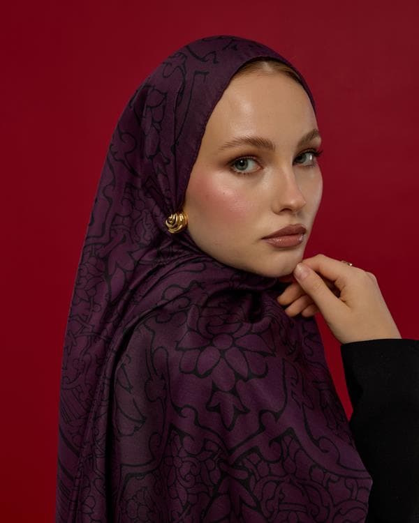 Gece & Mürdüm Harem Rüyası Desen Şal - 76