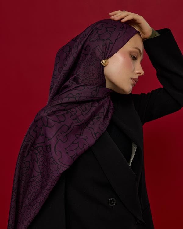 Gece & Mürdüm Harem Rüyası Desen Şal - 76 - görsel 7