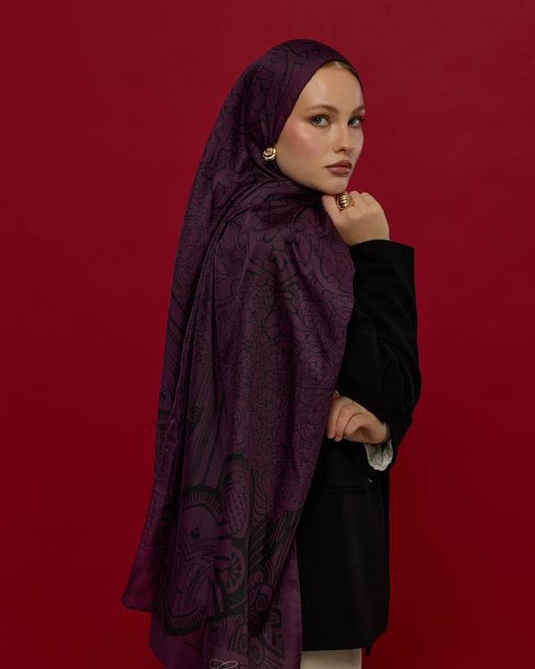 Gece & Mürdüm Harem Rüyası Desen Şal - 76 - görsel 6