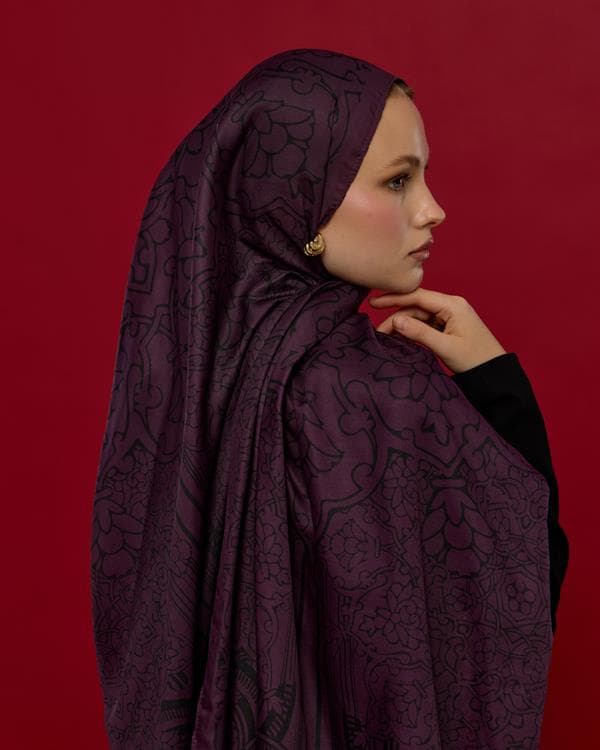 Gece & Mürdüm Harem Rüyası Desen Şal - 76 - görsel 4