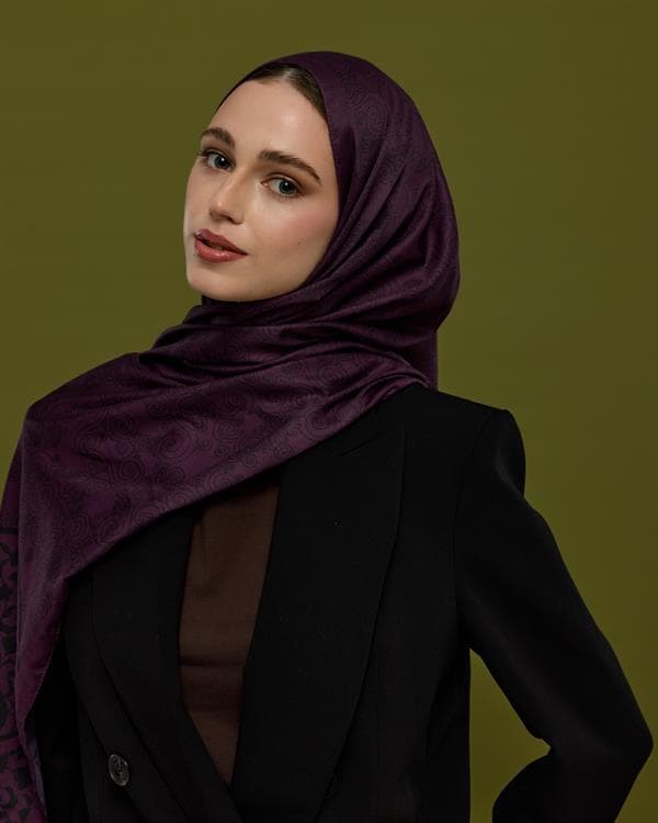 Gece & Mürdüm Saraylı Desen Şal - 76 - görsel 5