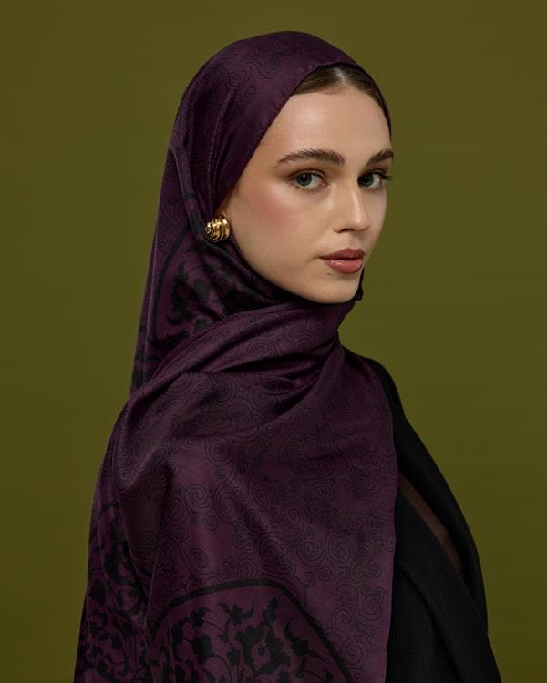 Gece & Mürdüm Saraylı Desen Şal - 76