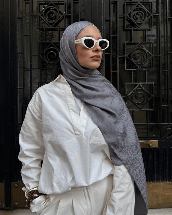 Gri Rumi Desen Jakar Şal