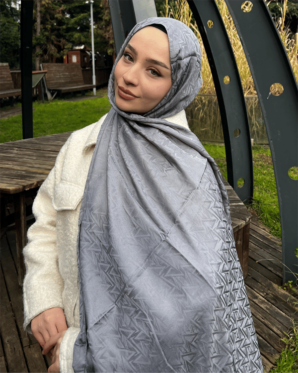 Gri Triya Desen Jakar Şal