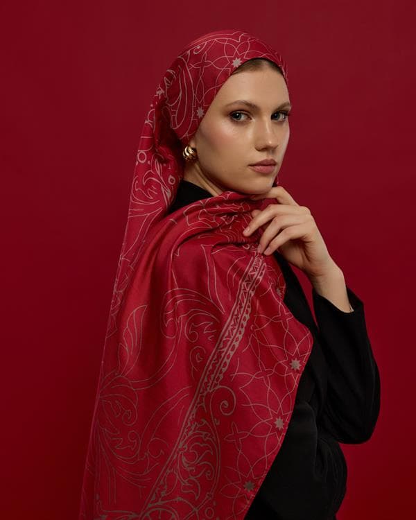 Gülkurusu & Fildişi Efsunlu Desen Şal - 09