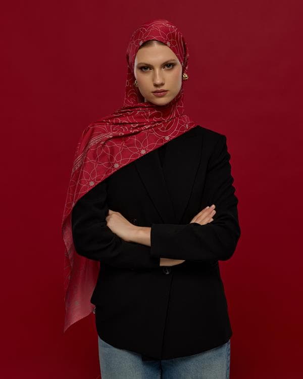 Gülkurusu & Fildişi Efsunlu Desen Şal - 09 - görsel 5