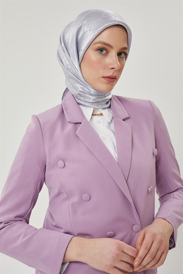 Gümüş G Desen Parlak Jakar Eşarp - görsel 5