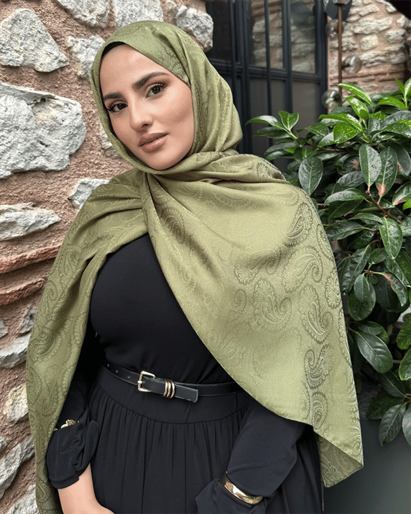 Haki Rumi Desen Jakar Şal