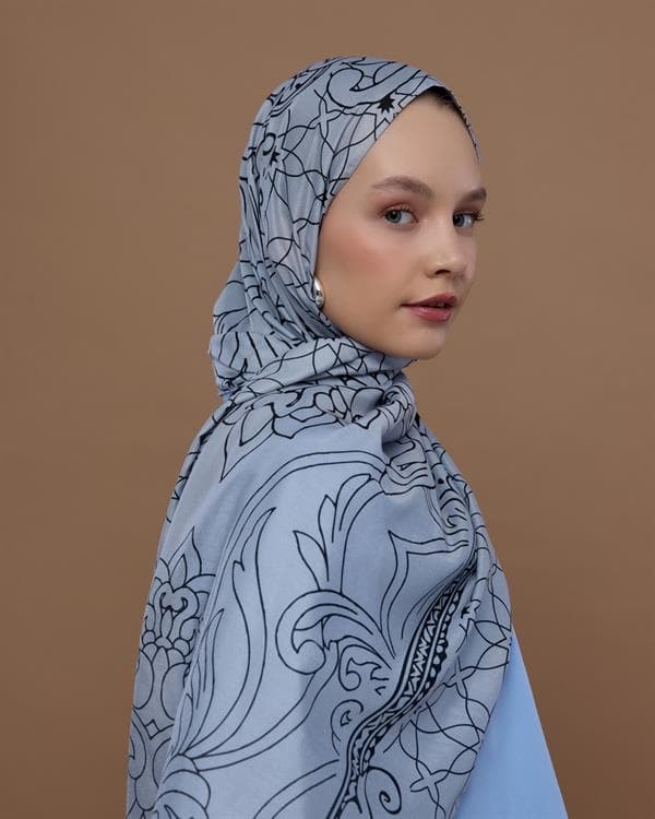 İnci & Siyah Efsunlu Desen Şal - 66