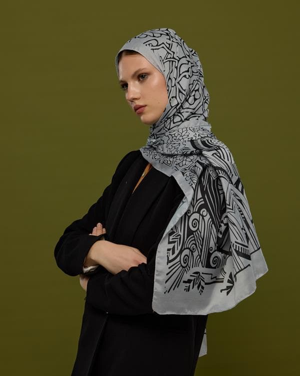 İnci & Siyah Harem Rüyası Desen Şal - 66 - görsel 3