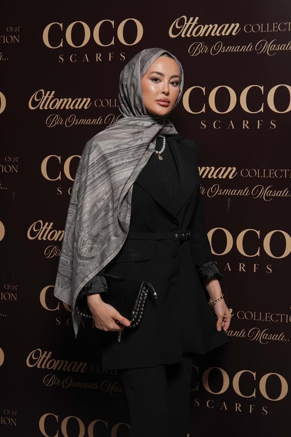 İnci & Siyah Hürrem Desen Şal - 66