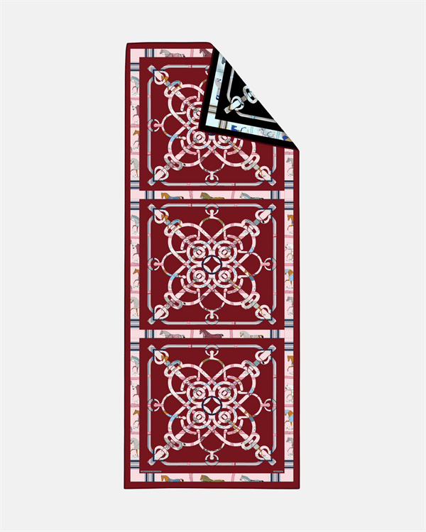 İthal Bordo & Siyah H Horse Desen Twill İpek Şal
