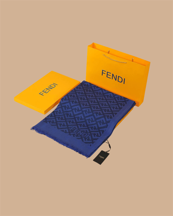 İthal İndigo F Desen Yün İpek Şal
