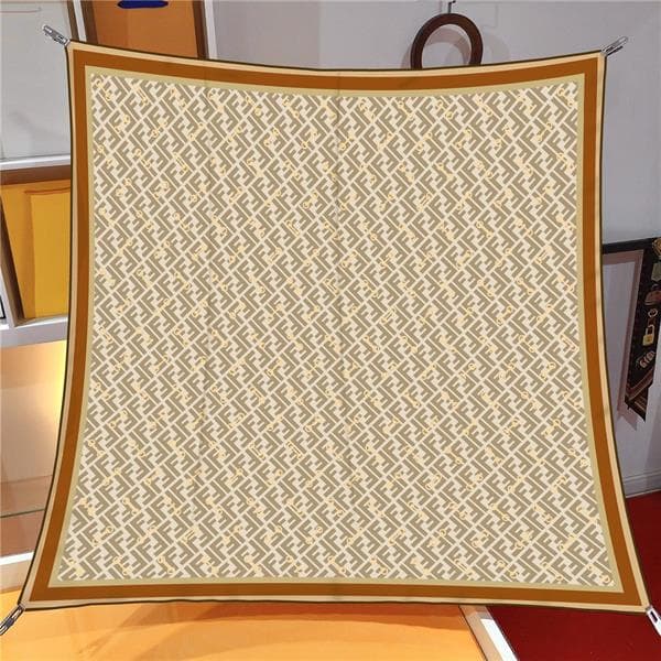 İthal Mocha & Bej F Kilit Desen Twill İpek Eşarp